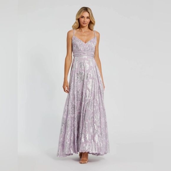 MAC DUGGAL
Purple Braided Strap A-Line Floral Gown Size Large Holiday Party - Picture 1 of 3